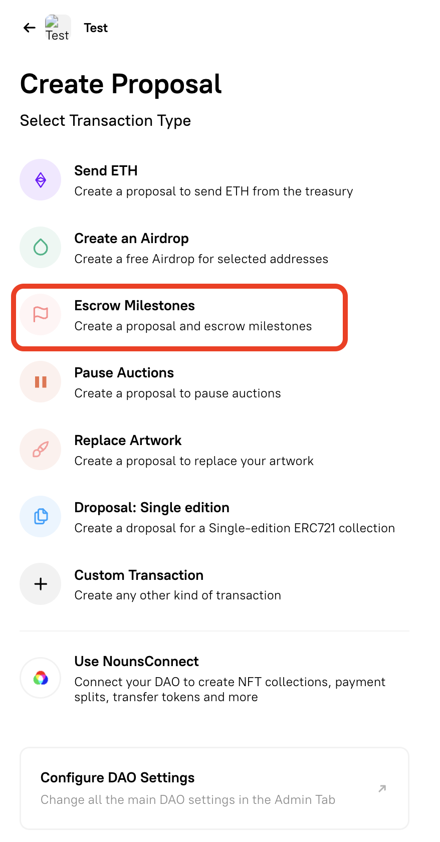 Activity Section Proposal Types